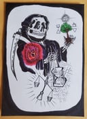 Image of vintage original unknown 1990s? death reaper heart tattoo flash folk art 5x7