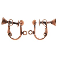 Image 7 of Quirky Cat Face Earrings, Teal & Antique Copper, Pierced or Clip On 