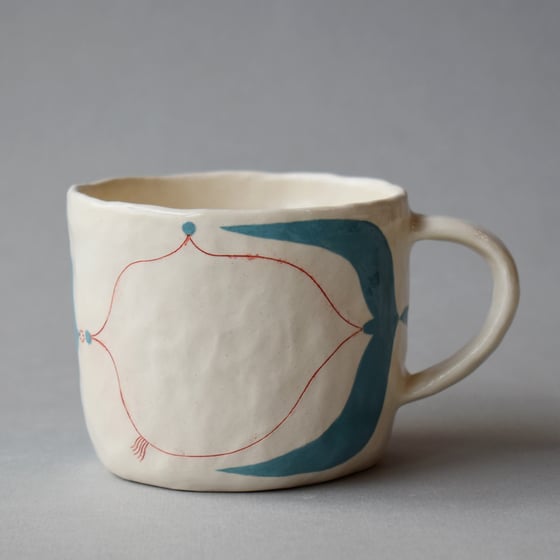 Image of Turqouise/Red Abstract Plant Mug