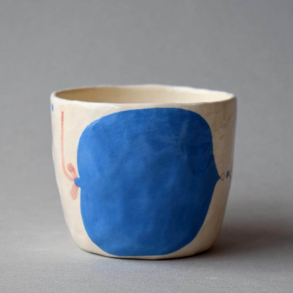 Image of Blue/Red Abstract Plant Cup