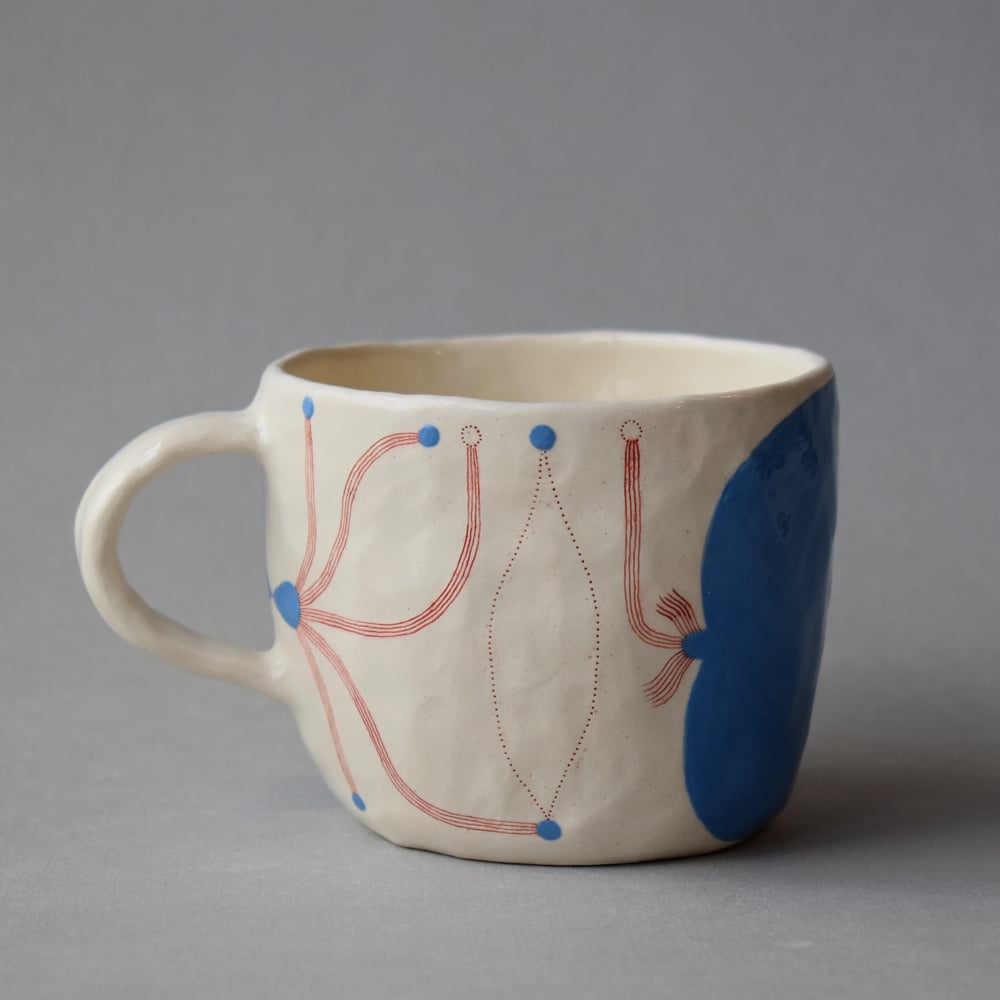 Image of Blue/Red Abstract Plant Cup