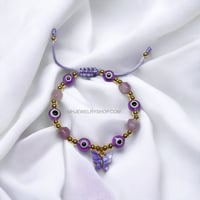 Image 1 of Butterfly charm bracelet with evil eye