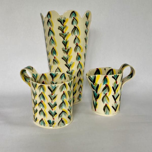 Image of Vase mug and small jug and  coffee cups