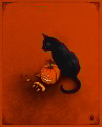 Image 2 of Morticia & A Pumpkin Fine Art Print