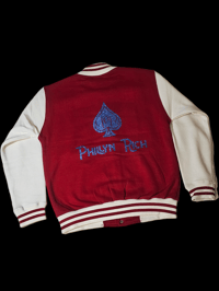 Image 2 of Red + Blue Varsity Jacket 