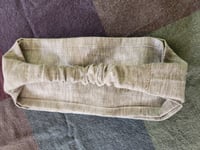 Image 3 of Linen Elastic Hair Covering in Taupe