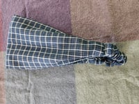 Image 3 of Linen Elastic Navy Plaid Hair Covering 