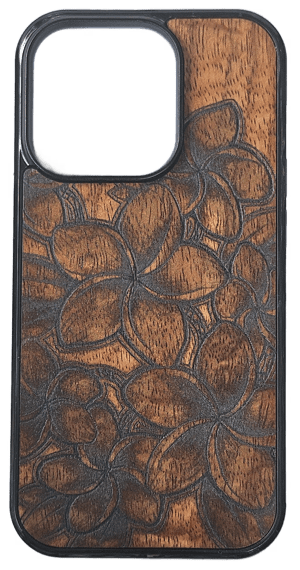 Image of Plumeria Koa wood phone case