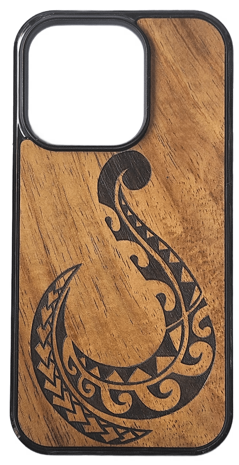 Image of Tribal fish hook wood phone case