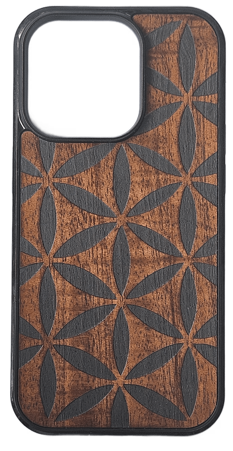 Image of Flower of life "wall paper" Koa wood phone case