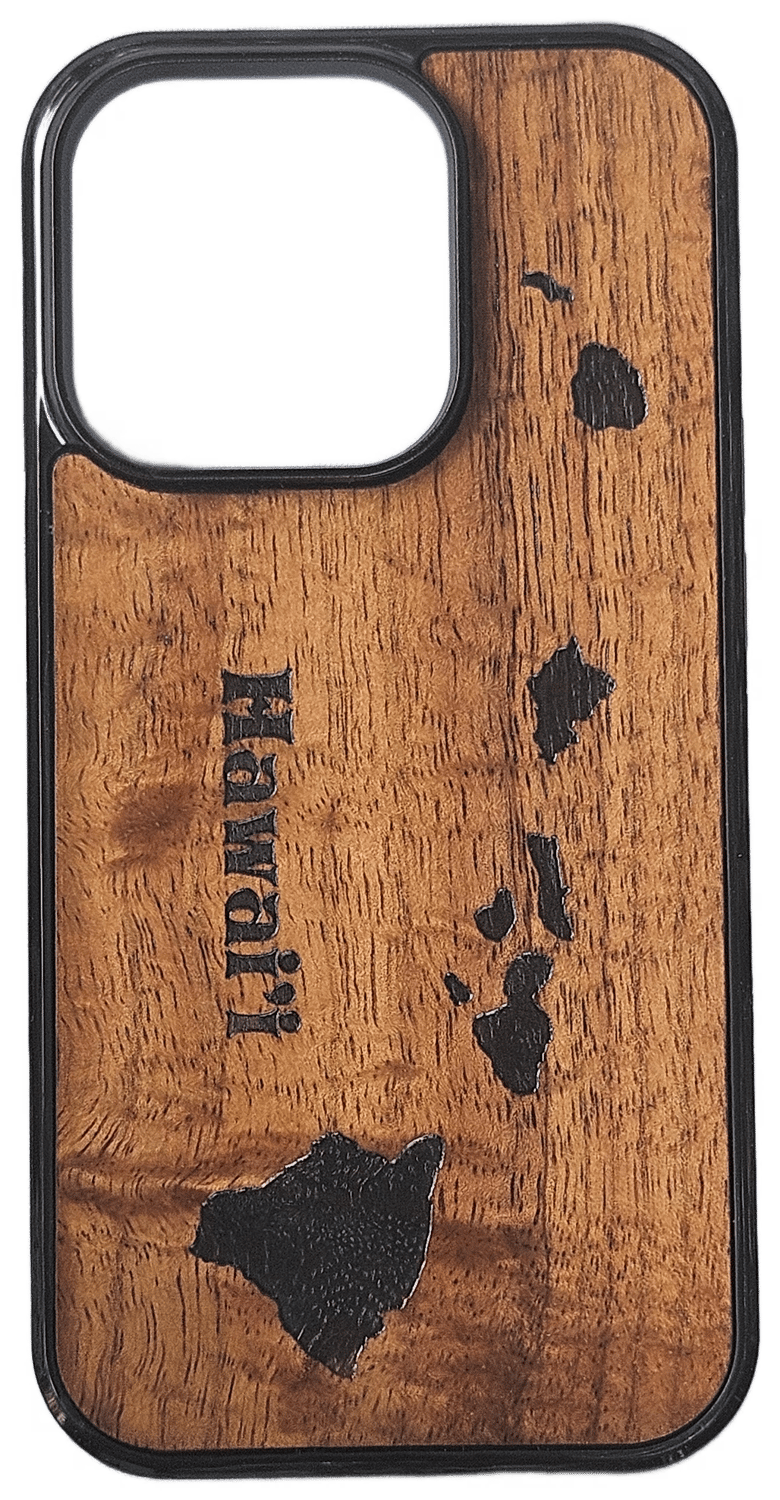 Image of Hawaiian island chain Koa wood phone case