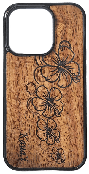 Image of Hibiscus Koa wood phone case