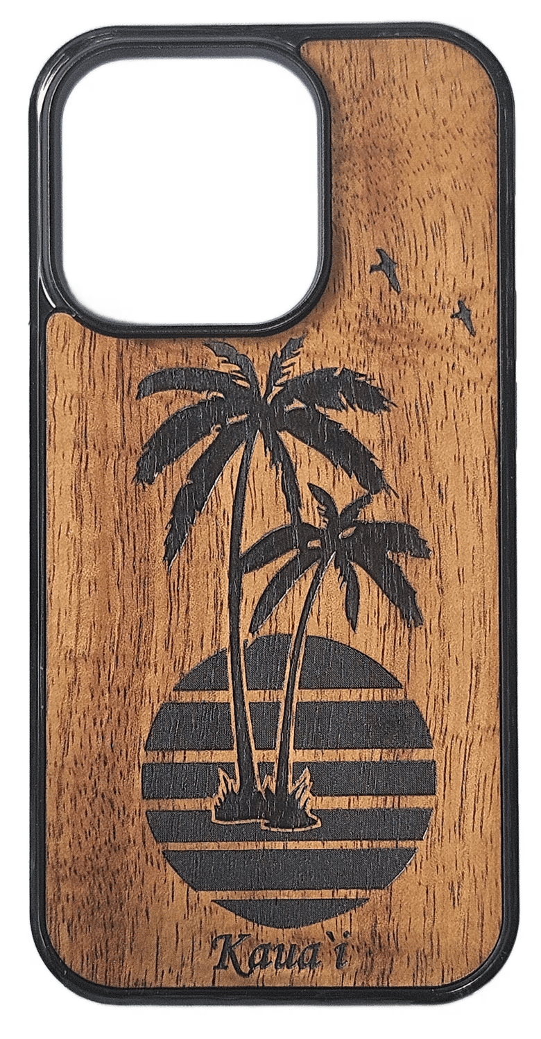 Image of Palms with Sun Koa wood phone case