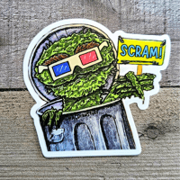 Image 1 of OSCAR THE GROUCH 3D GLASSES SERIES 3" STICKER