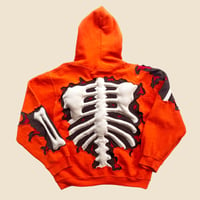 Image 5 of REWORKED CRACKED 3D PUFF SKELETON ORANGE HOODIE SIZE S / M