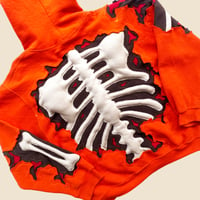 Image 6 of REWORKED CRACKED 3D PUFF SKELETON ORANGE HOODIE SIZE S / M