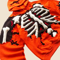 Image 4 of REWORKED CRACKED 3D PUFF SKELETON ORANGE HOODIE SIZE S / M