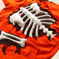 Image 7 of REWORKED CRACKED 3D PUFF SKELETON ORANGE HOODIE SIZE S / M