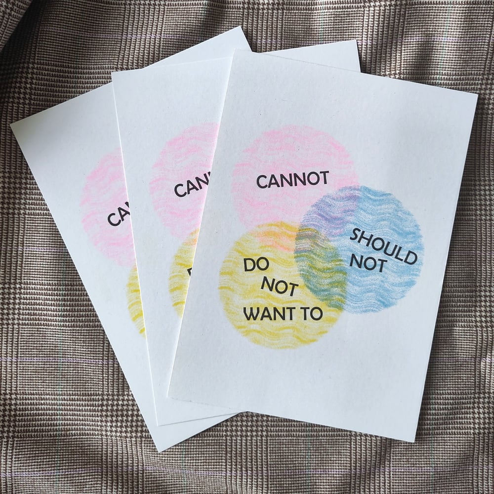 Image of CANNOT SHOULD NOT DO NOT WANT TO - riso print