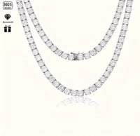 Image 1 of 3mm Moissanite Tennis Chain and 3mm Bracelet SET 