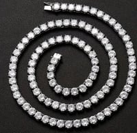 Image 3 of 3mm Moissanite Tennis Chain and 3mm Bracelet SET 