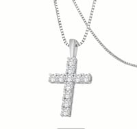 Image 3 of Small Moissanite Cross Pendant 