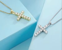 Image 1 of Small Moissanite Cross Pendant 