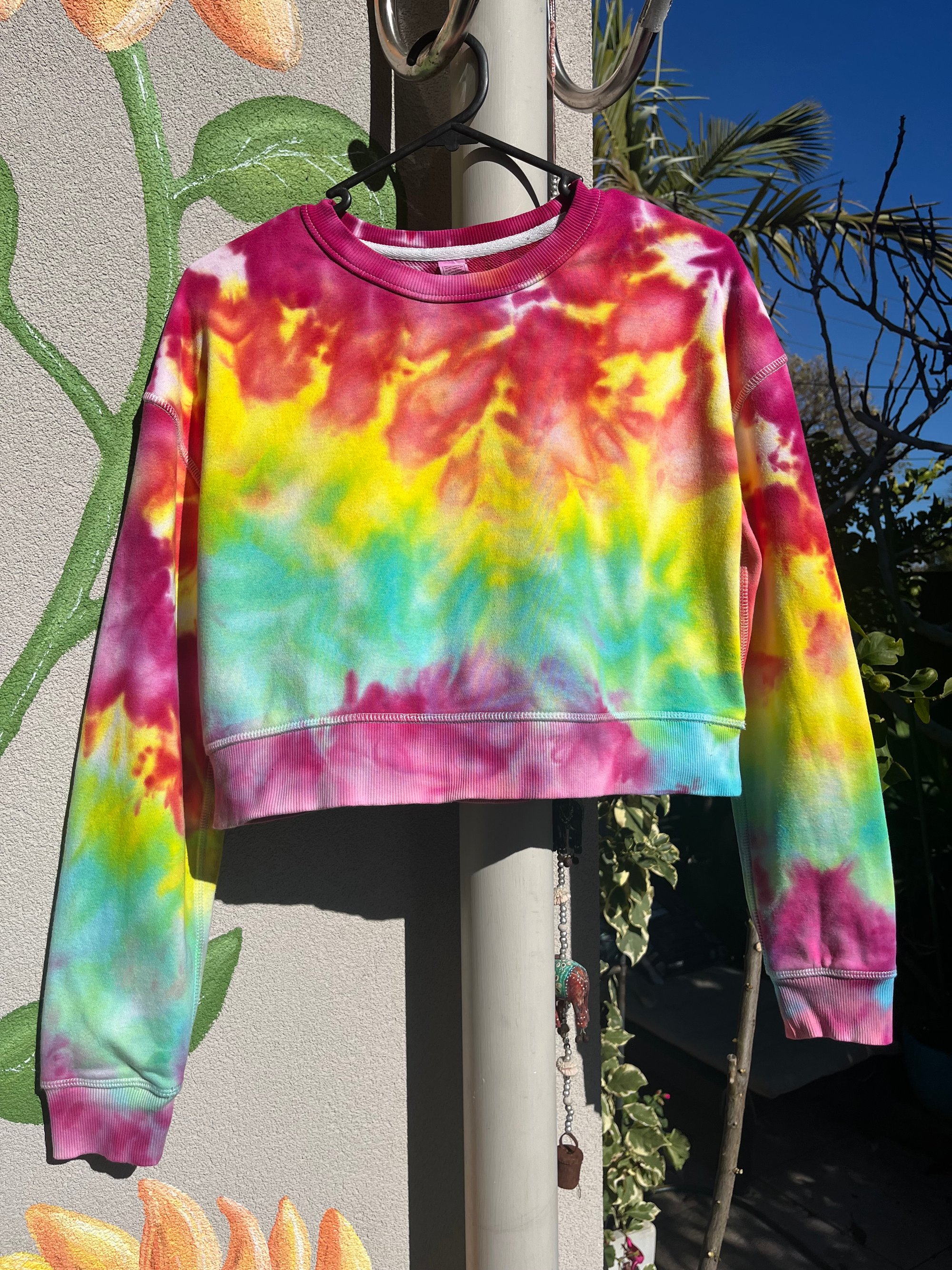 Ice dyed women s cropped tie dye jumper size XS RainbowMindsTieDye