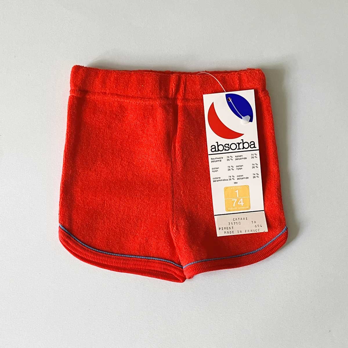 Image of Short rouge 12 mois Absorba années 70 stock neuf