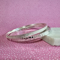 Image 3 of Raw Silk Textured and Personalised Silver Bangle