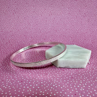 Image 4 of Raw Silk Textured and Personalised Silver Bangle