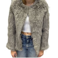 Image 2 of Genuine Fur Round Neck Jacket - Smoke 