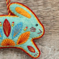 Image 2 of Turquoise Leaping Bunny Decoration