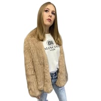 Waterfall Front Fur Jacket - Camel