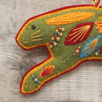 Image 2 of Green Leaping Hare Decoration