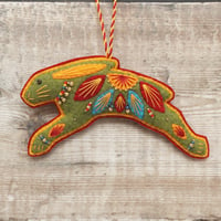 Image 1 of Green Leaping Hare Decoration