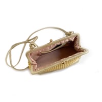 Image 2 of Sac Pochette MARQUISE en raphia & cuir Perle