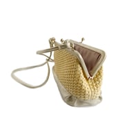 Image 4 of Sac Pochette MARQUISE en raphia & cuir Perle