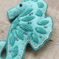 Image 3 of Turquoise Seahorse Felt Decoration