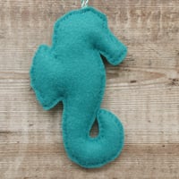 Image 5 of Turquoise Seahorse Felt Decoration