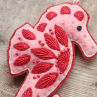 Image 3 of Pink Seahorse Felt Decoration