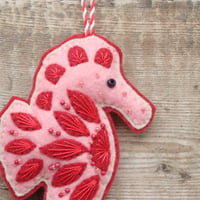 Image 2 of Pink Seahorse Felt Decoration