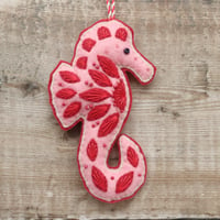 Image 1 of Pink Seahorse Felt Decoration