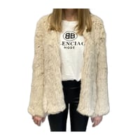 Image 1 of Waterfall Front Fur Jacket - Oatmeal 