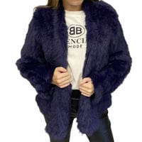 Image 1 of Waterfall Front Fur Jacket - Navy
