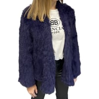Image 2 of Waterfall Front Fur Jacket - Navy