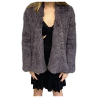 Image 1 of Waterfall Front Fur Jacket - Dark Grey