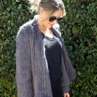 Image 2 of Waterfall Front Fur Jacket - Dark Grey