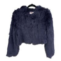 Image 1 of Luxury Genuine Fur Cropped Jacket - Navy