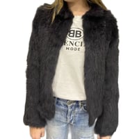 Straight Fur Jacket CHARCOAL